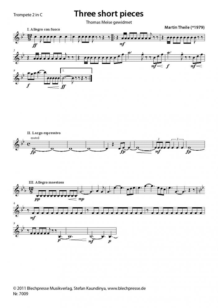 Theile - Three short pieces - Trumpet Quartet