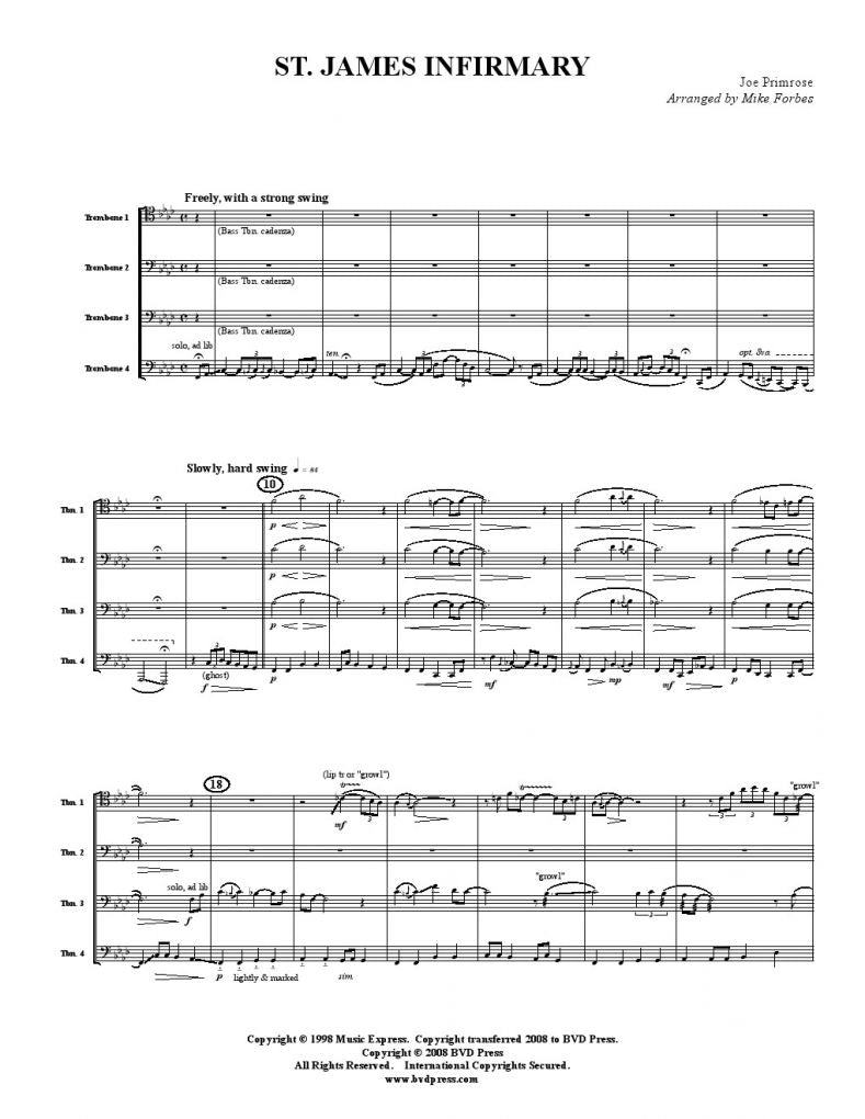 Traditional - St. James Infirmary - Trombone Quartet