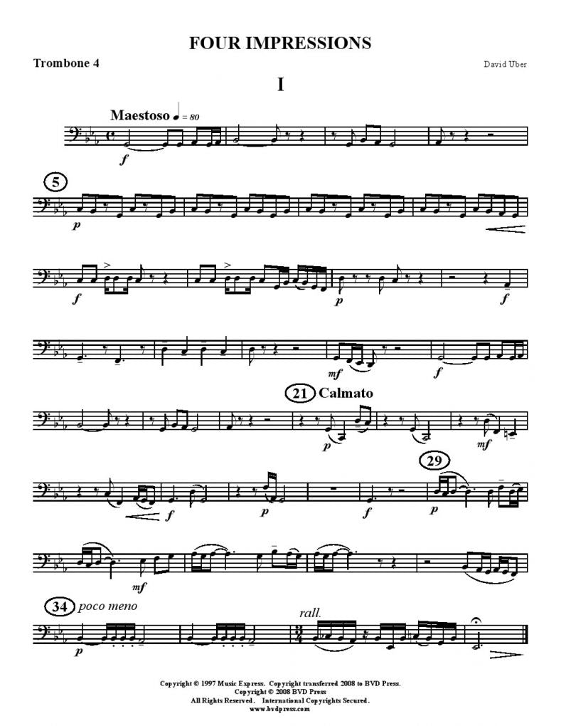 Uber - Four Impressions (Suite) - Trombone Quartet