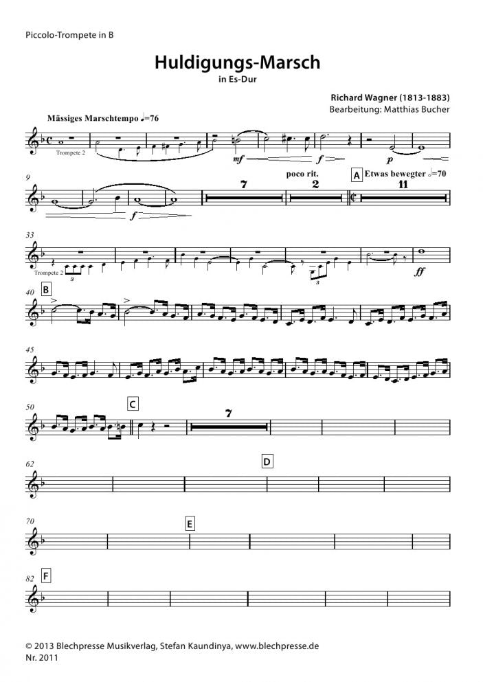 Wagner - Huldigungsmarsch - 10 piece Brass Ensemble