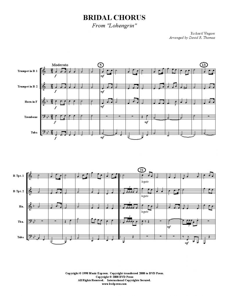 Wagner - Bridal Chorus - Brass Quintet